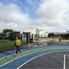 kids running on school playground